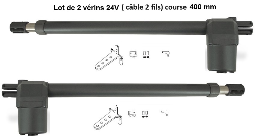 Lot de 2 vérins 24 V GGP-24V-400G + GGP-24V-400D course 400mm