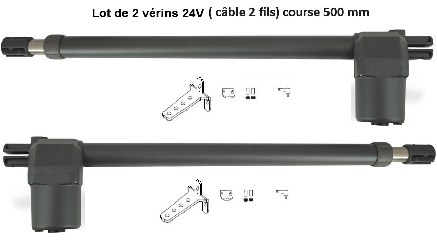 Lot de 2 vérins 24 V GGP-24V-500G + GGP-24V-500D course 500mm