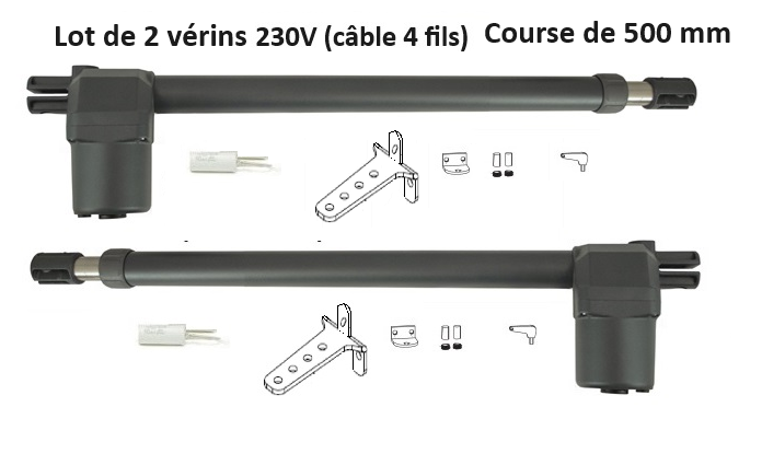 GGP500_droit+gauche 230V_Lot de 2 vérins coté droit et gauche course de 500mm